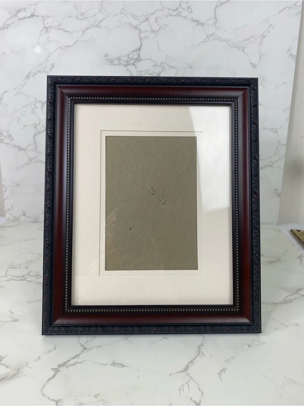 Classic Vintage Wood and Ornate Black Picture Frame with Cream Mat